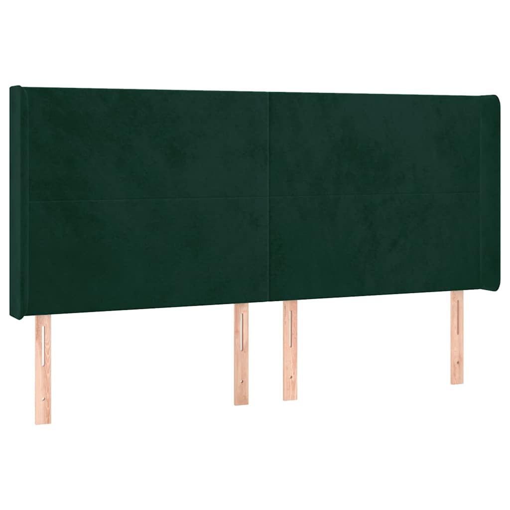 Krevet box spring s madracem LED tamnozeleni 160x200 cm baršun