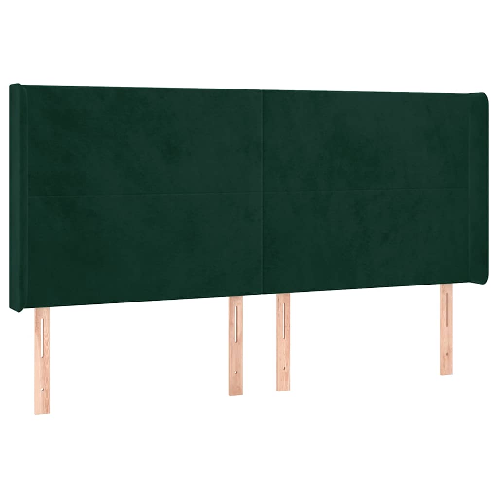 Krevet box spring s madracem LED tamnozeleni 180x200 cm baršun