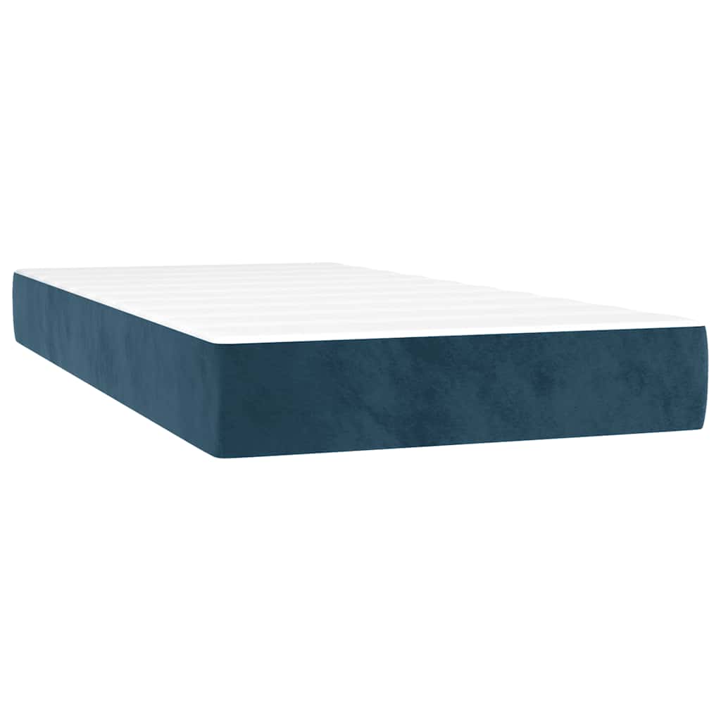 Krevet box spring s madracem LED tamnoplavi 200x200 cm baršun