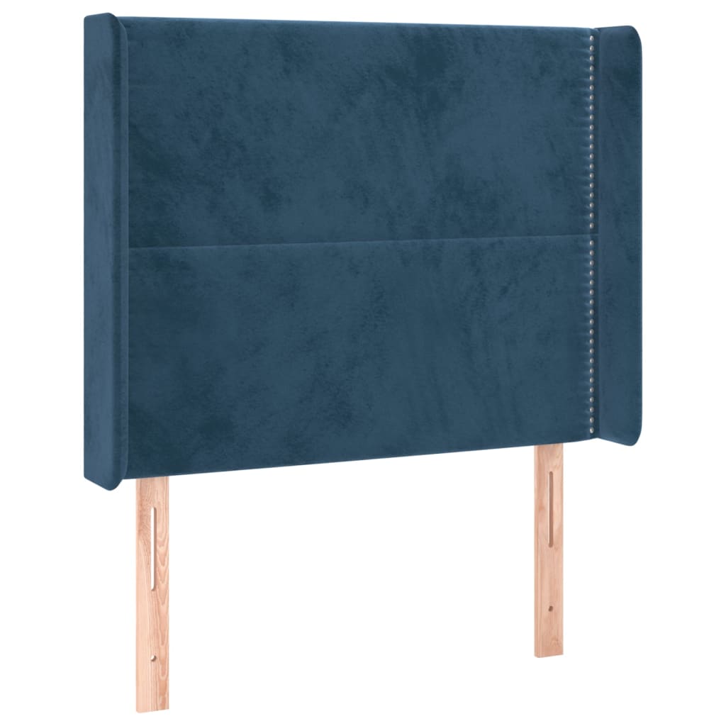 Krevet box spring s madracem LED tamnoplavi 80 x 200 cm baršun