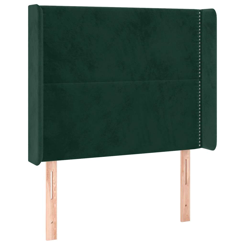Krevet box spring s madracem LED tamnozeleni 90x200 cm baršun