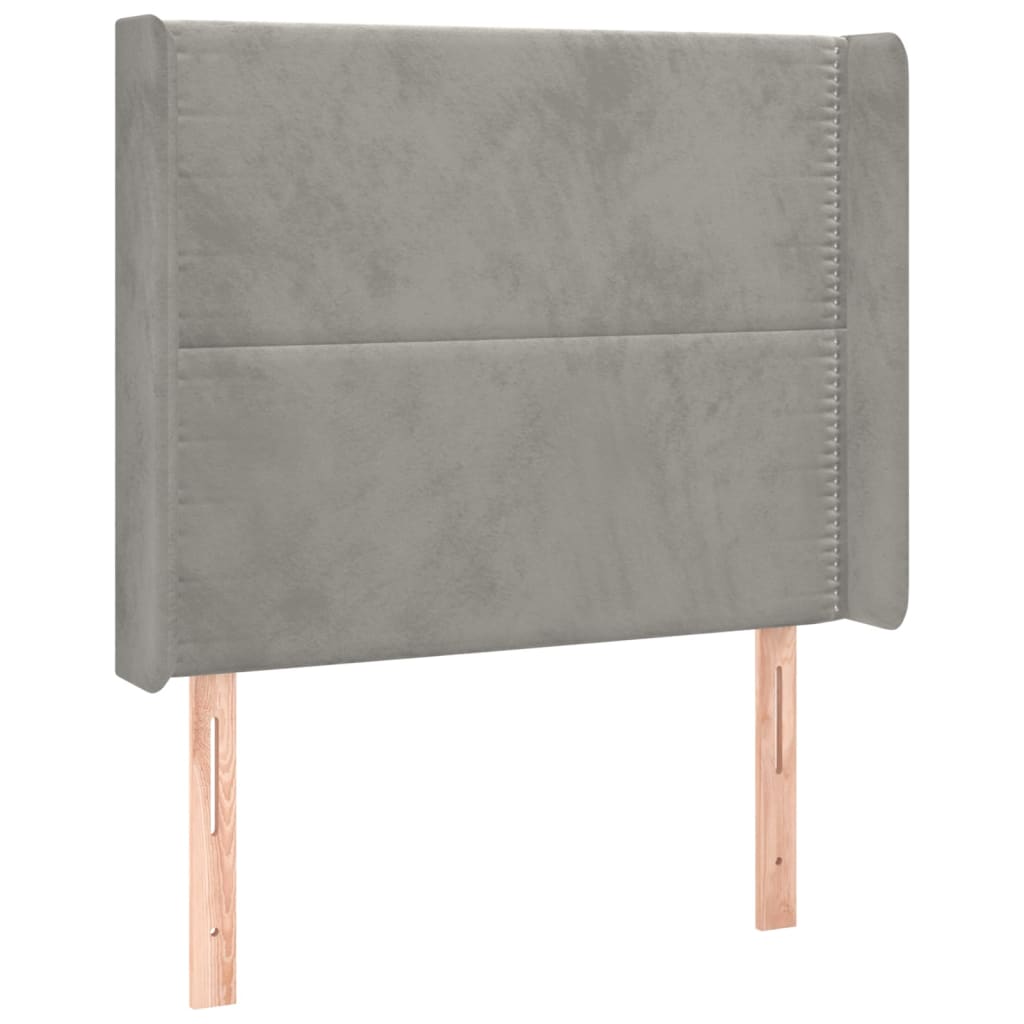 Krevet box spring s madracem LED svjetlosivi 100x200 cm baršun