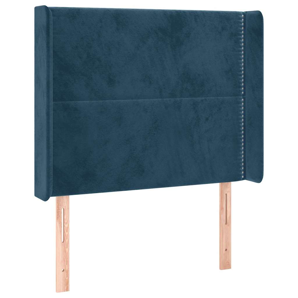Krevet box spring s madracem LED tamnoplavi 100x200 cm baršun