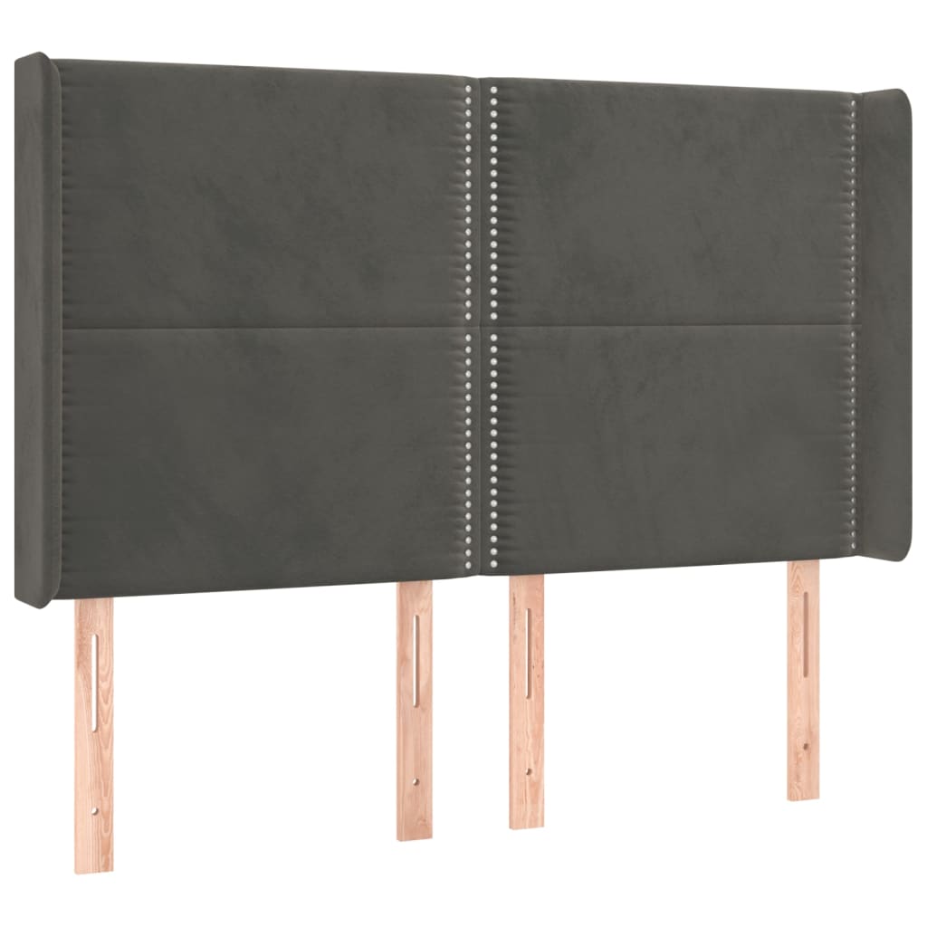 Krevet box spring s madracem LED tamnosivi 140x200 cm baršun