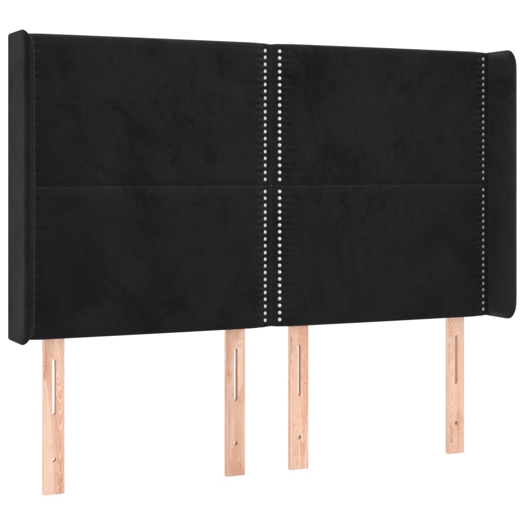 Krevet box spring s madracem LED crni 140x200 cm baršun