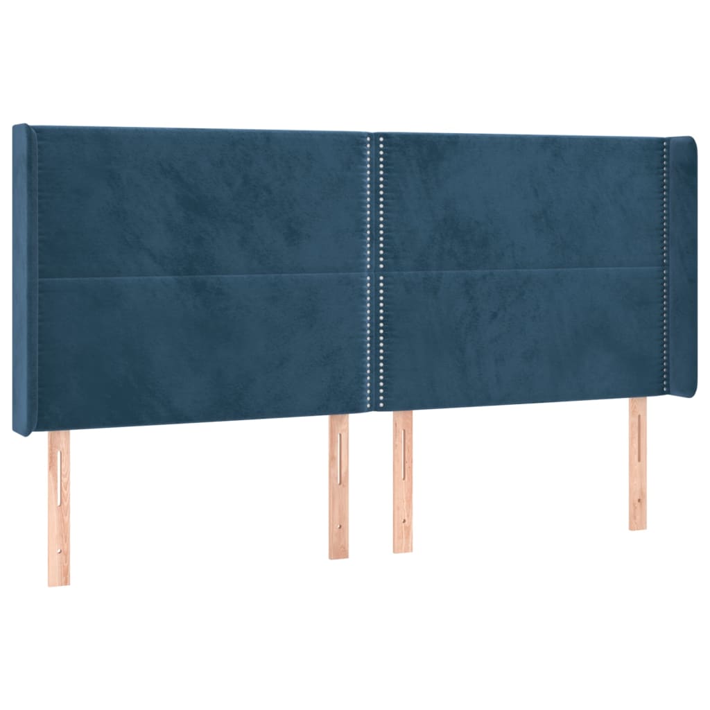 Krevet box spring s madracem LED tamnoplavi 200x200 cm baršun