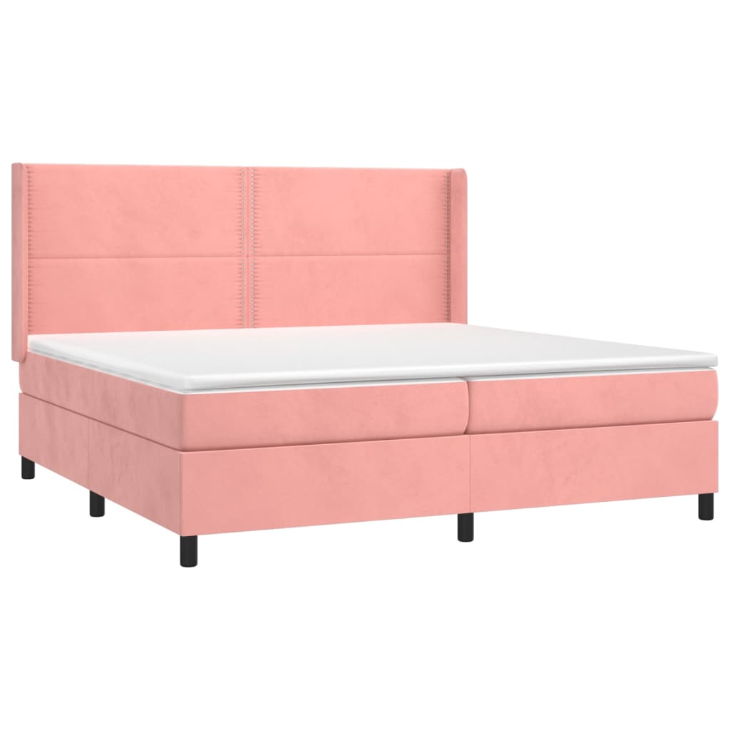 Krevet box spring s madracem LED ružičasti 200x200cm baršunasti