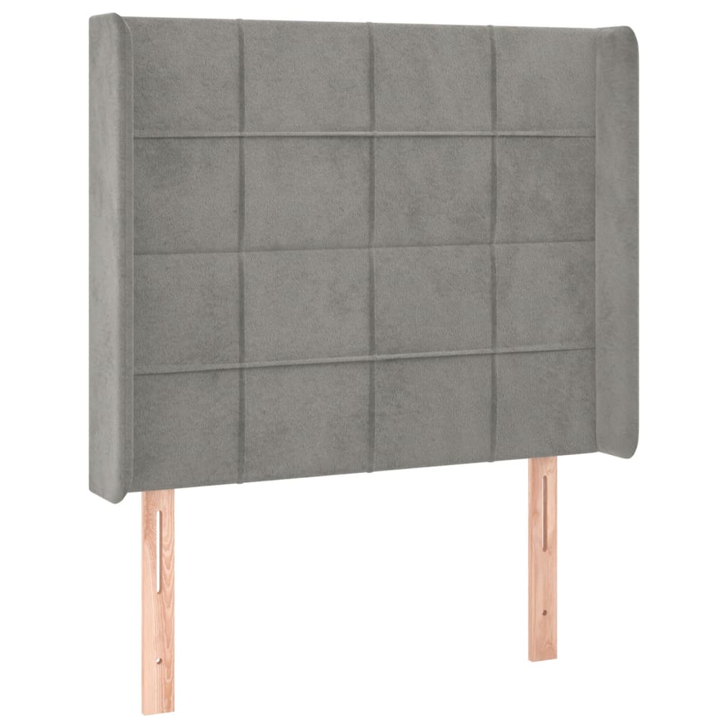 Krevet box spring s madracem LED svjetlosivi 80x200 cm baršun