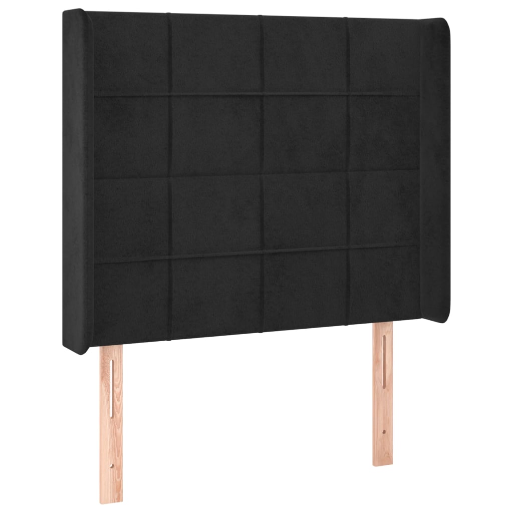 Krevet box spring s madracem LED crni 90x200 cm baršun