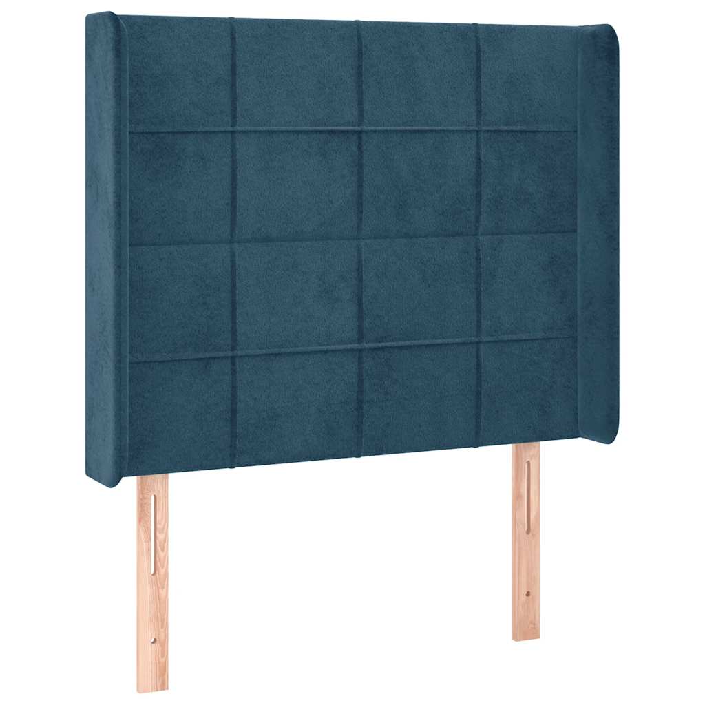 Krevet box spring s madracem LED tamnoplavi 90x200 cm baršun