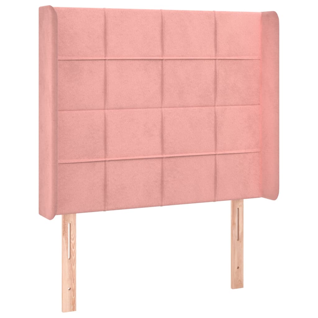 Krevet box spring s madracem LED ružičasti 90x200 cm baršunasti