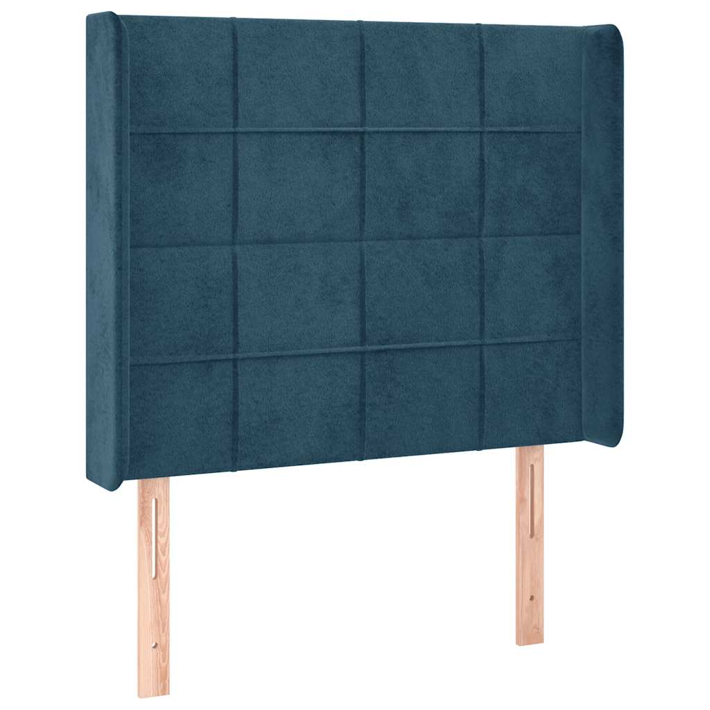 Krevet box spring s madracem LED tamnoplavi 100x200 cm baršun