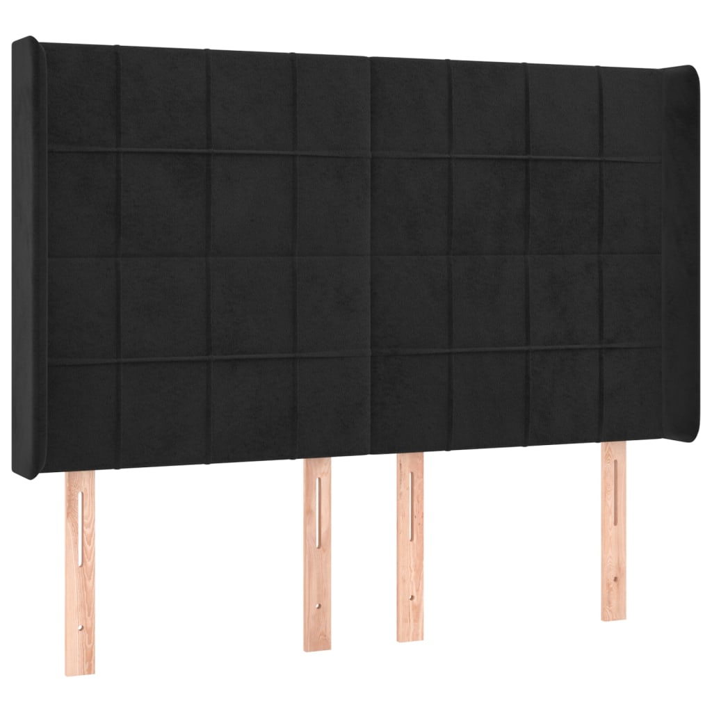 Krevet box spring s madracem LED crni 140x190 cm baršun