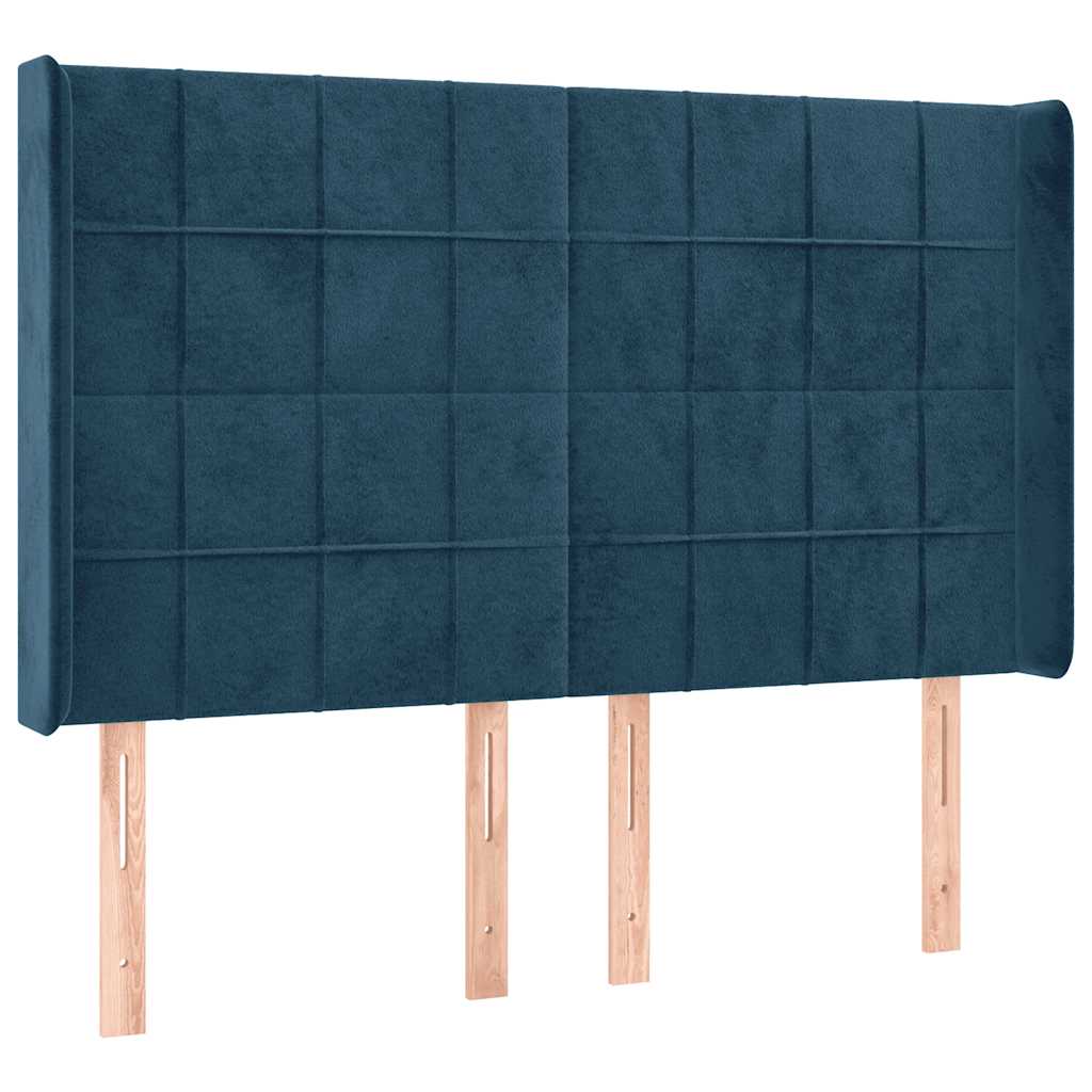 Krevet box spring s madracem LED tamnoplavi 140x190 cm baršun