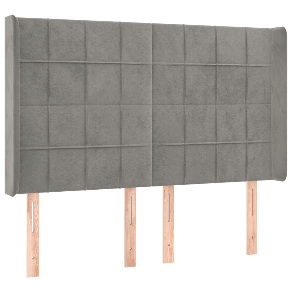 Krevet box spring s madracem LED svjetlosivi 140x200 cm baršun