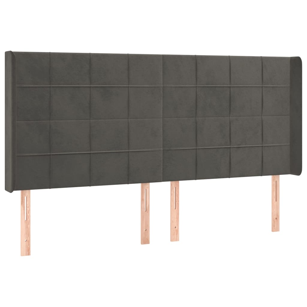 Krevet box spring s madracem LED tamnosivi 160x200 cm baršun