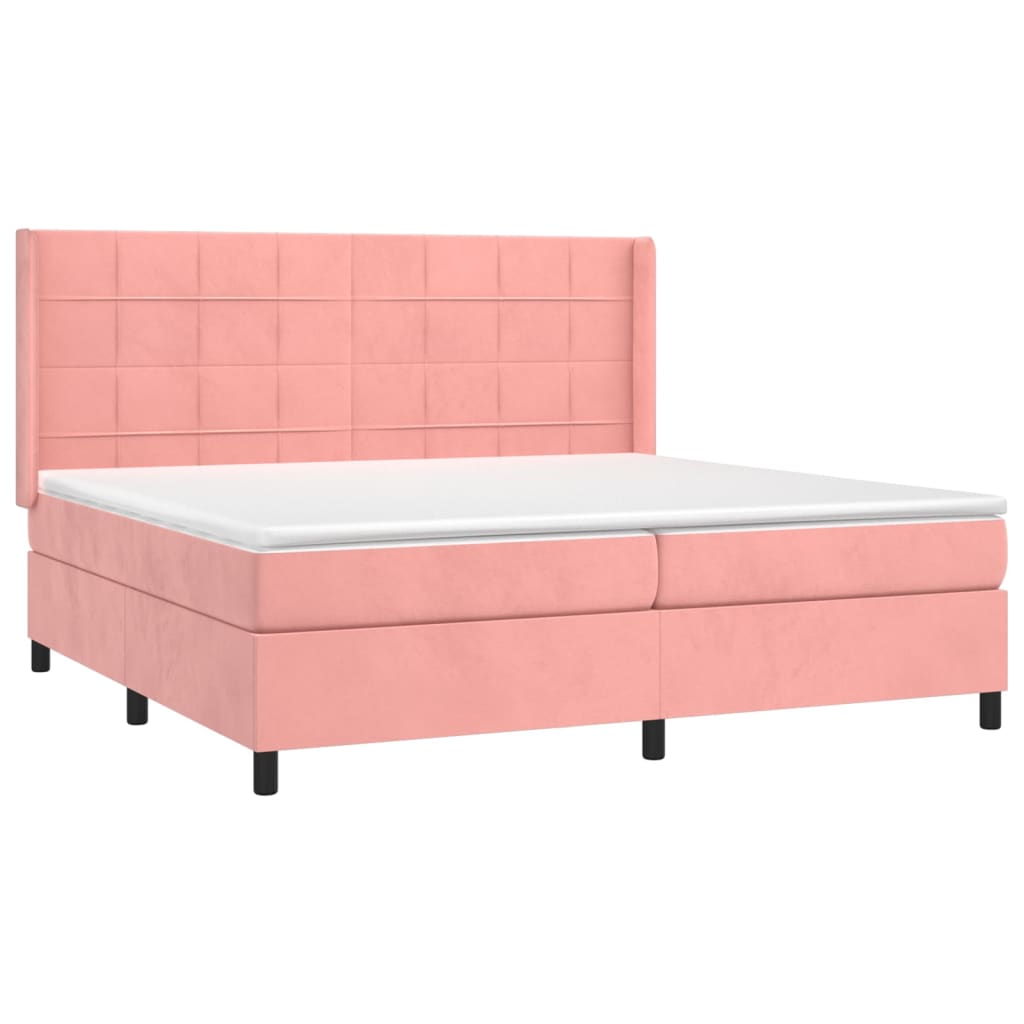 Krevet box spring s madracem LED ružičasti 200x200cm baršunasti