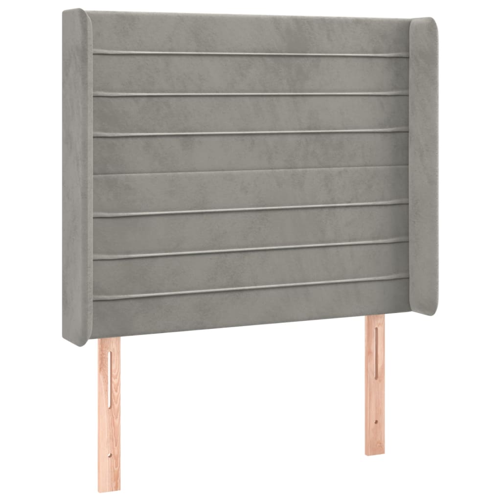 Krevet box spring s madracem LED svjetlosivi 90x190 cm baršun