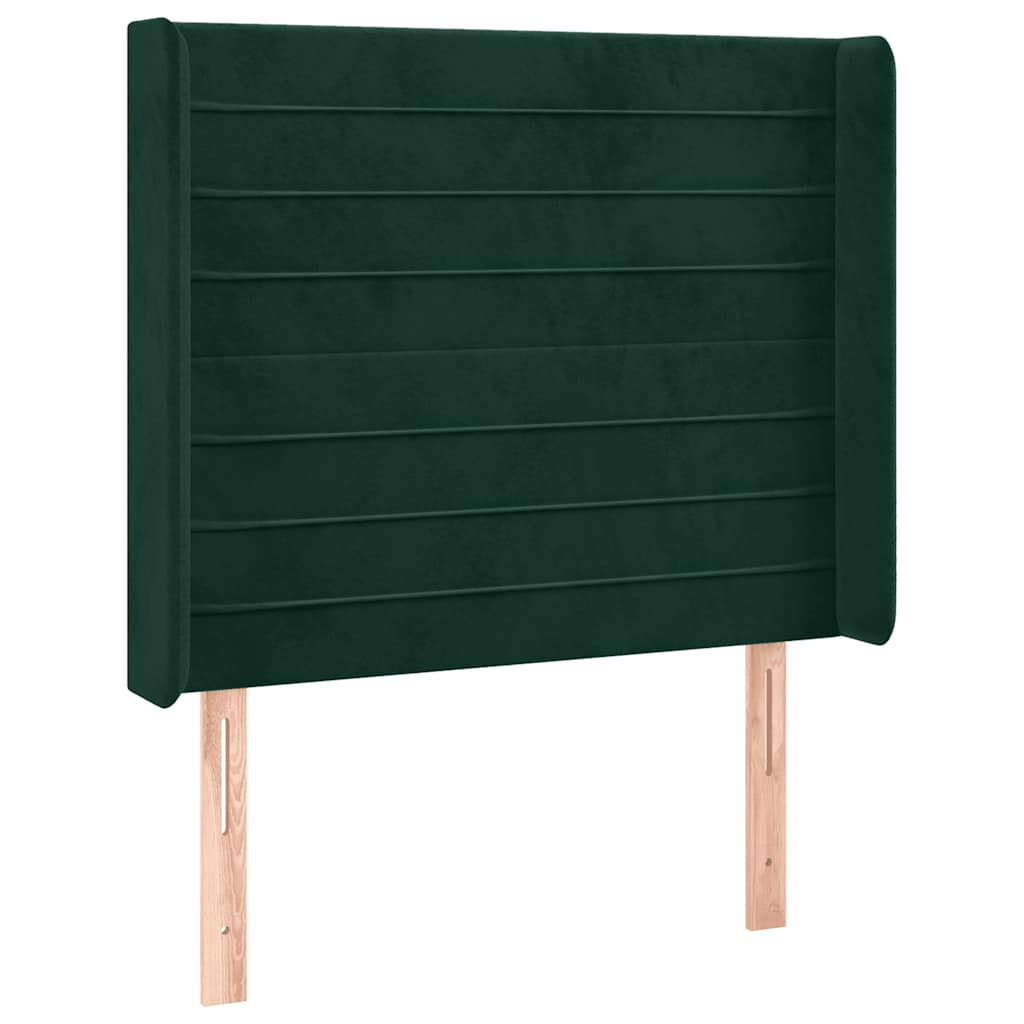 Krevet box spring s madracem LED tamnozeleni 90x190 cm baršun
