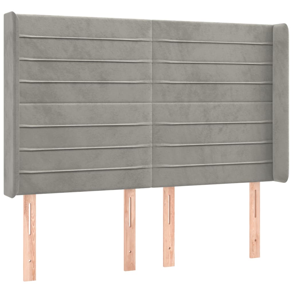 Krevet box spring s madracem LED svjetlosivi 140x200 cm baršun