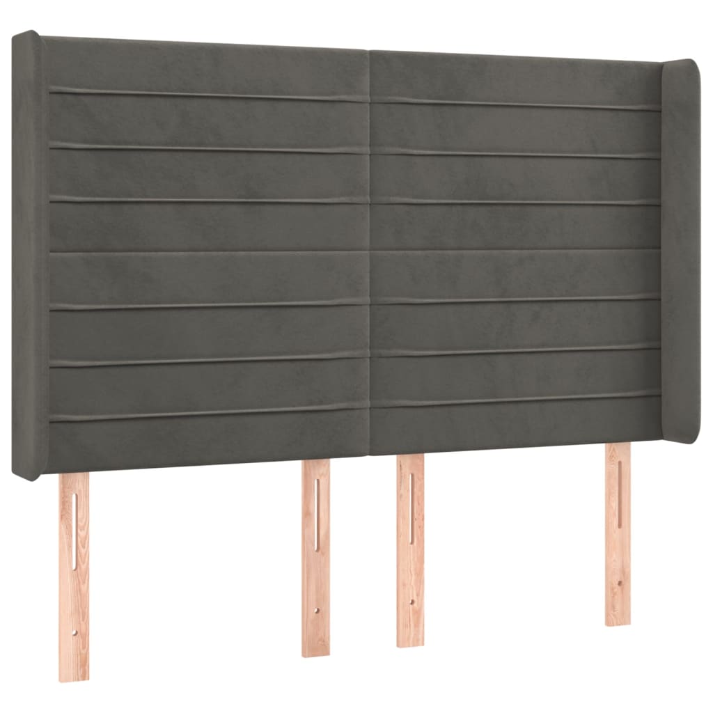 Krevet box spring s madracem LED tamnosivi 140x200 cm baršun