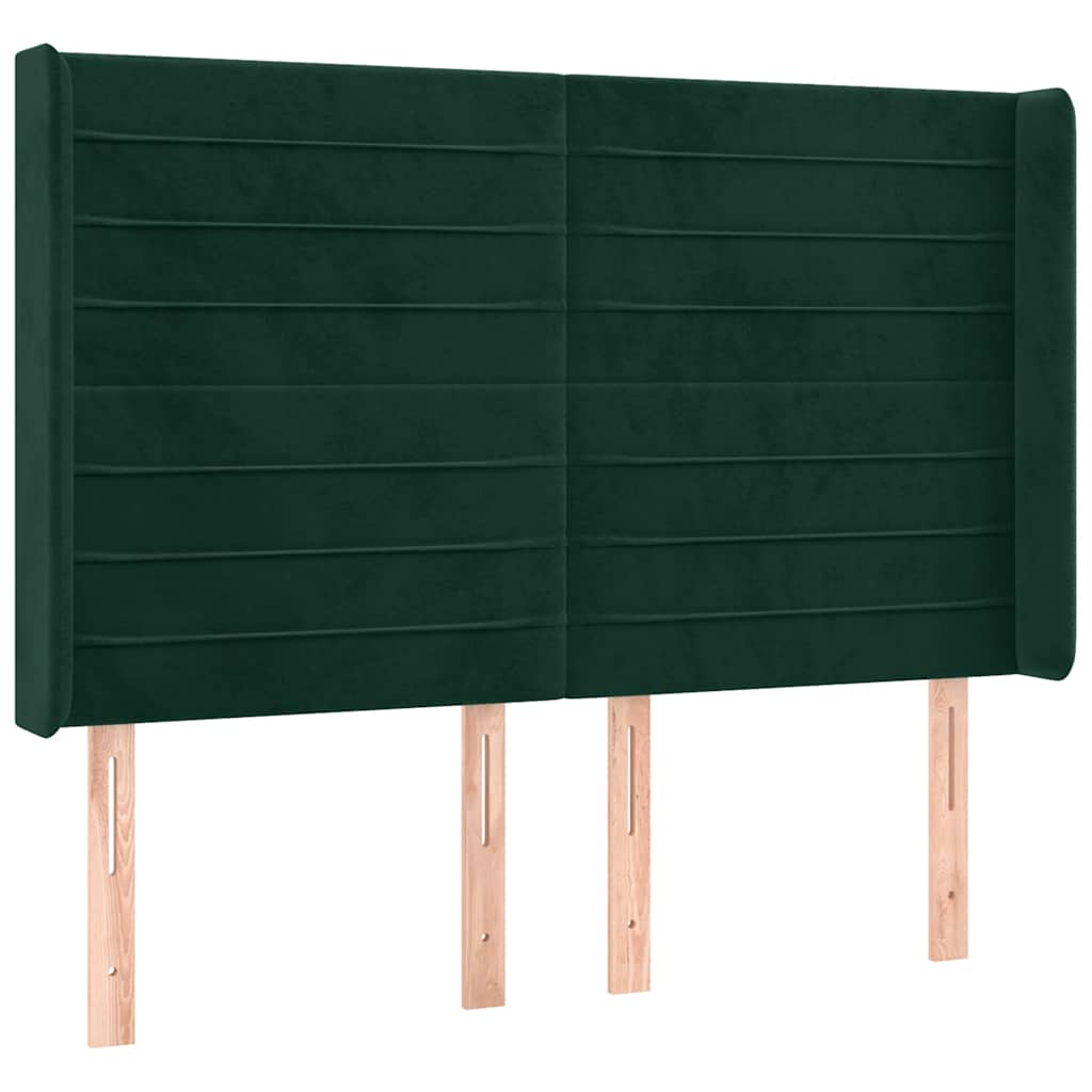 Krevet box spring s madracem LED tamnozeleni 140x200 cm baršun