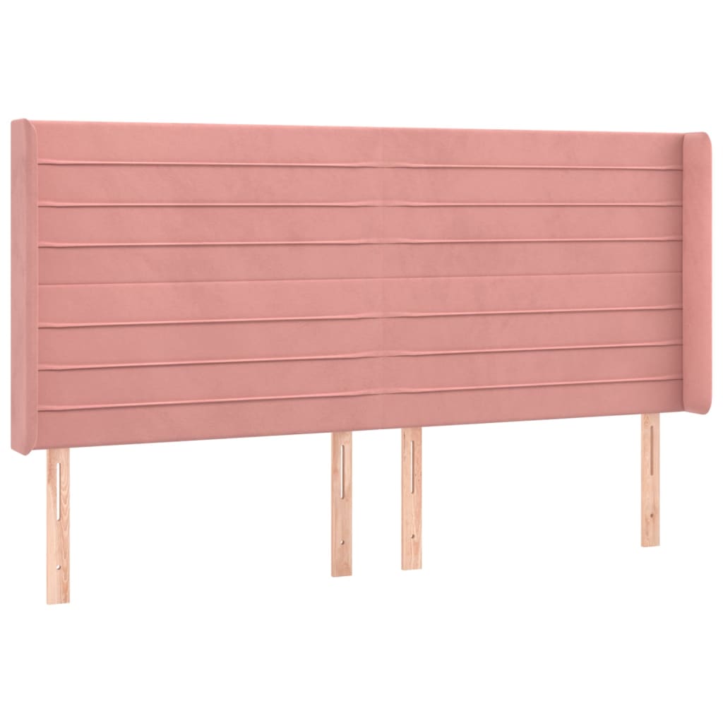 Krevet box spring s madracem LED ružičasti 160x200cm baršunasti
