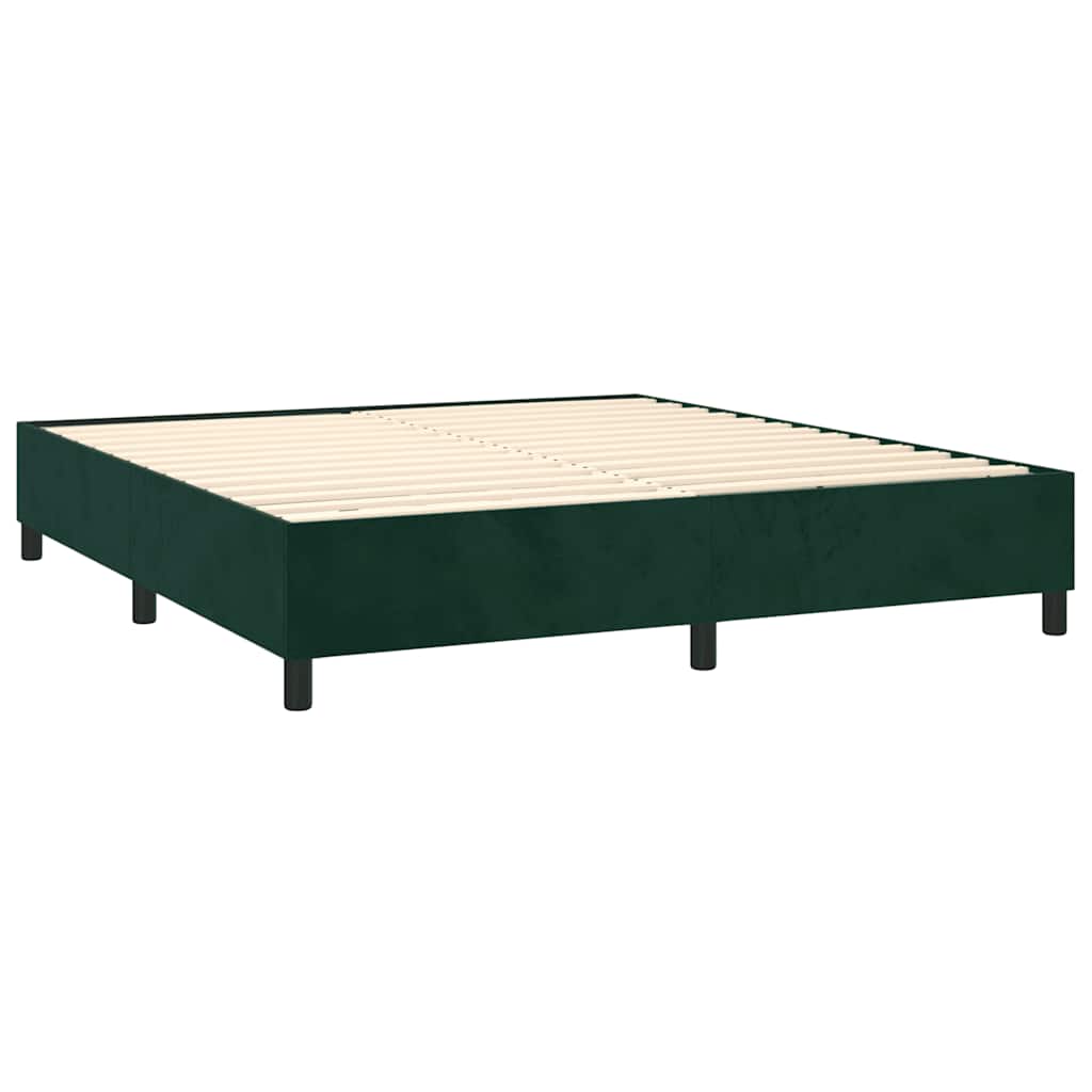 Krevet box spring s madracem LED tamnozeleni 180x200 cm baršun