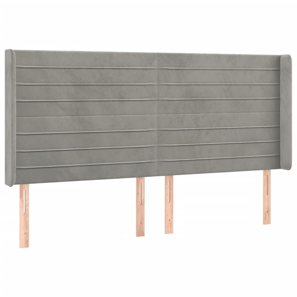 Krevet box spring s madracem LED svjetlosivi 200x200 cm baršun