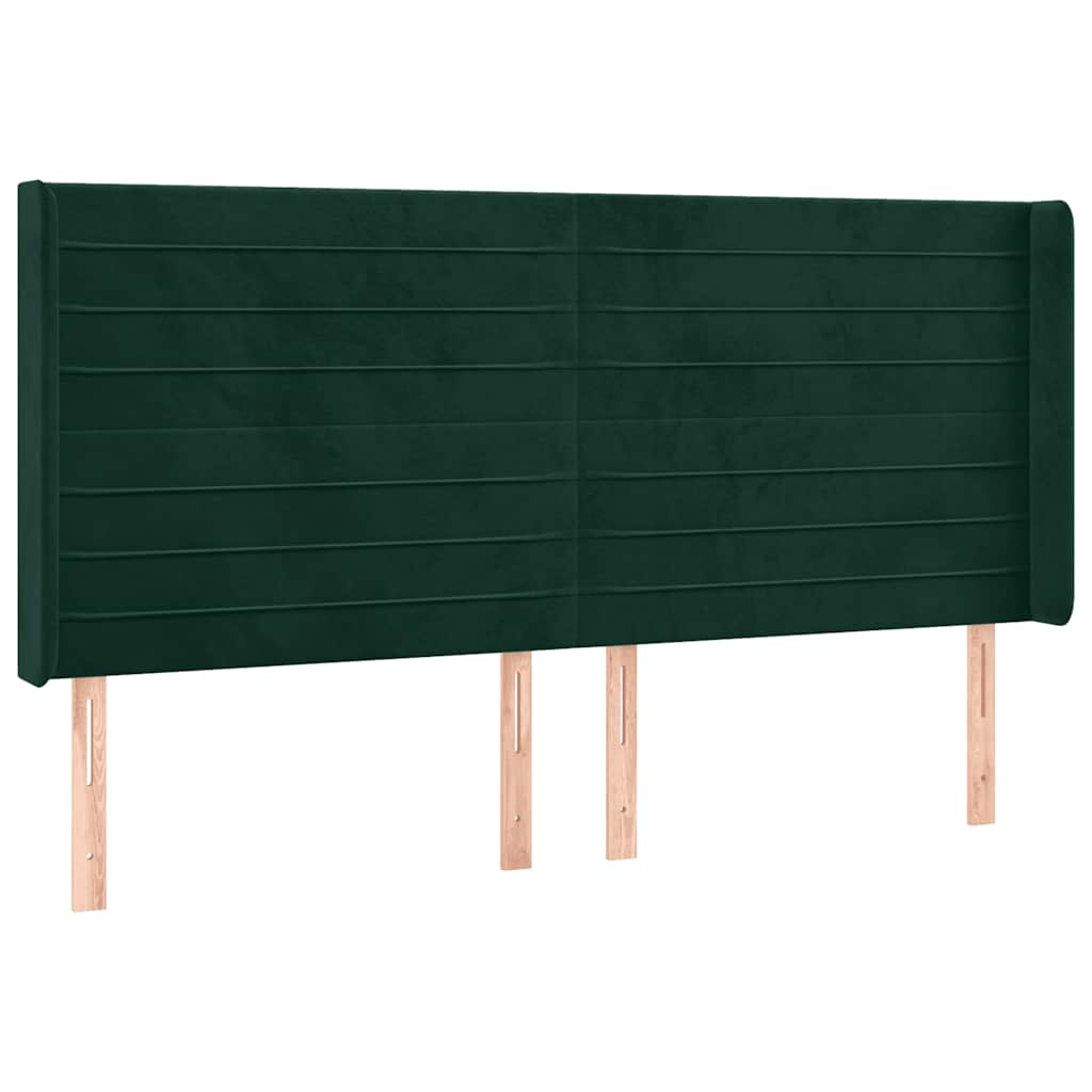 Krevet box spring s madracem LED tamnozeleni 200x200 cm baršun