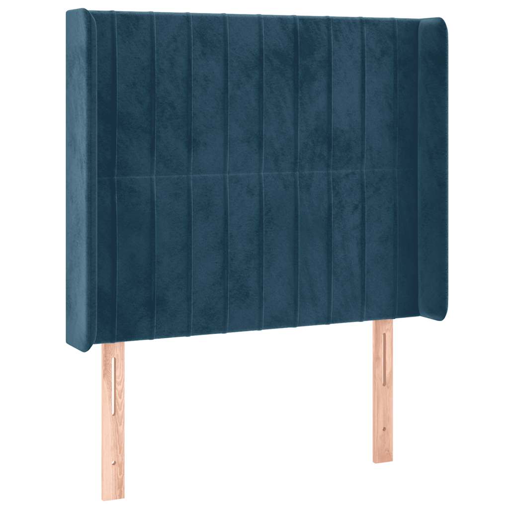 Krevet box spring s madracem LED tamnoplavi 80 x 200 cm baršun