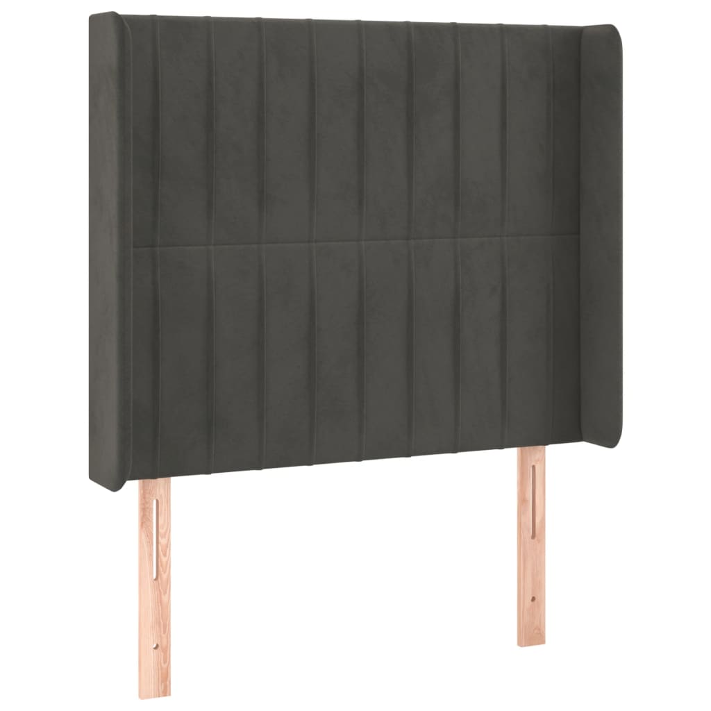 Krevet box spring s madracem LED tamnosivi 90x190 cm baršun