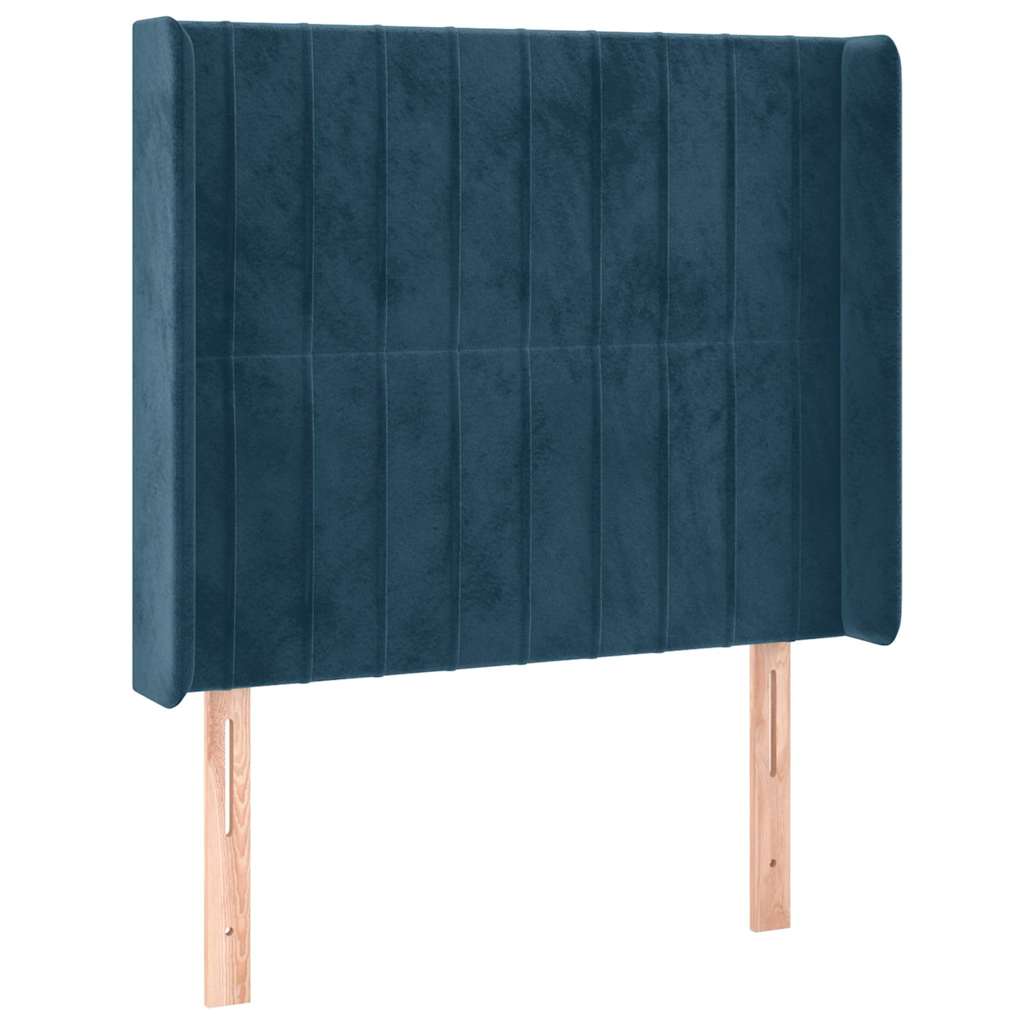 Krevet box spring s madracem LED tamnoplavi 90x190 cm baršun