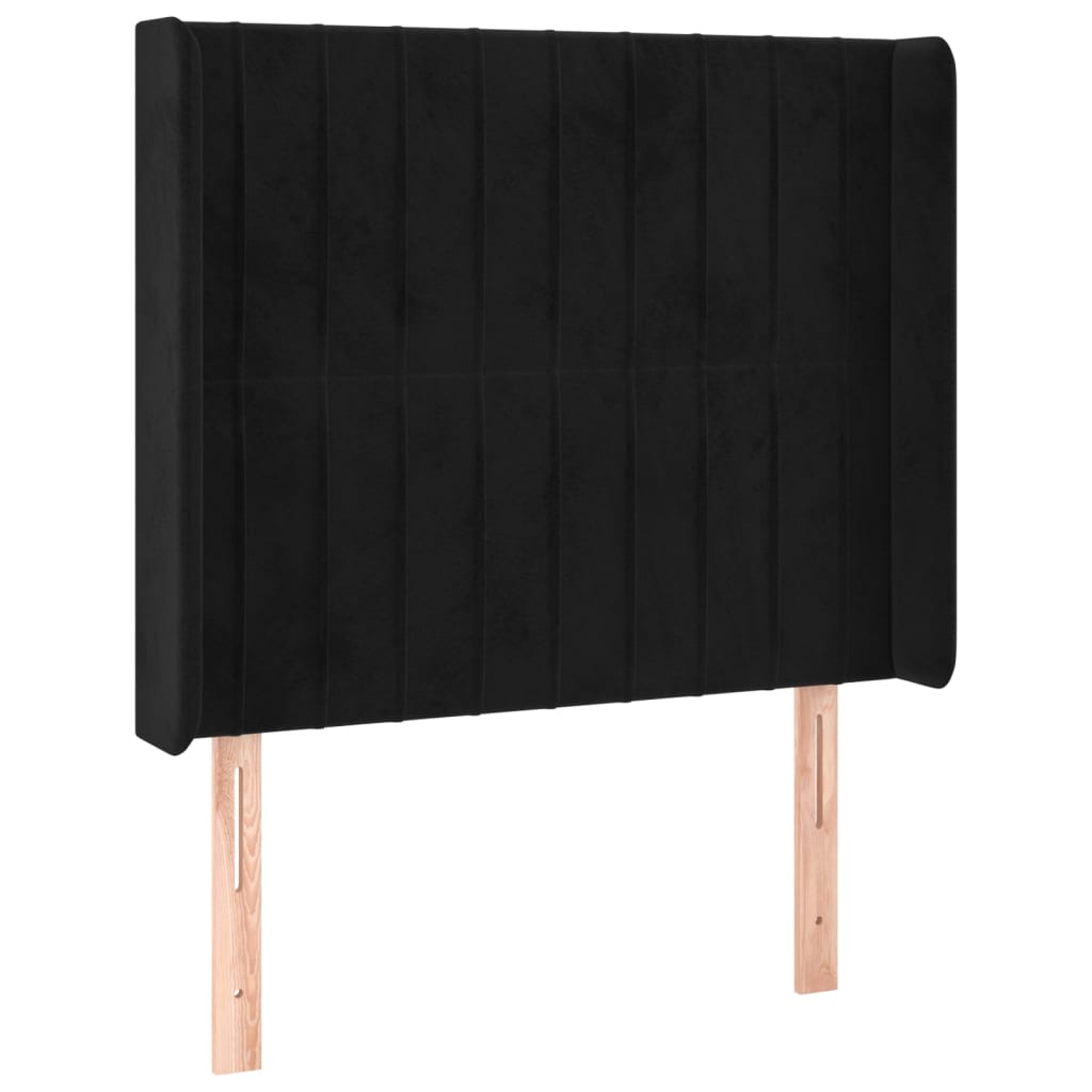 Krevet box spring s madracem LED crni 100x200 cm baršun