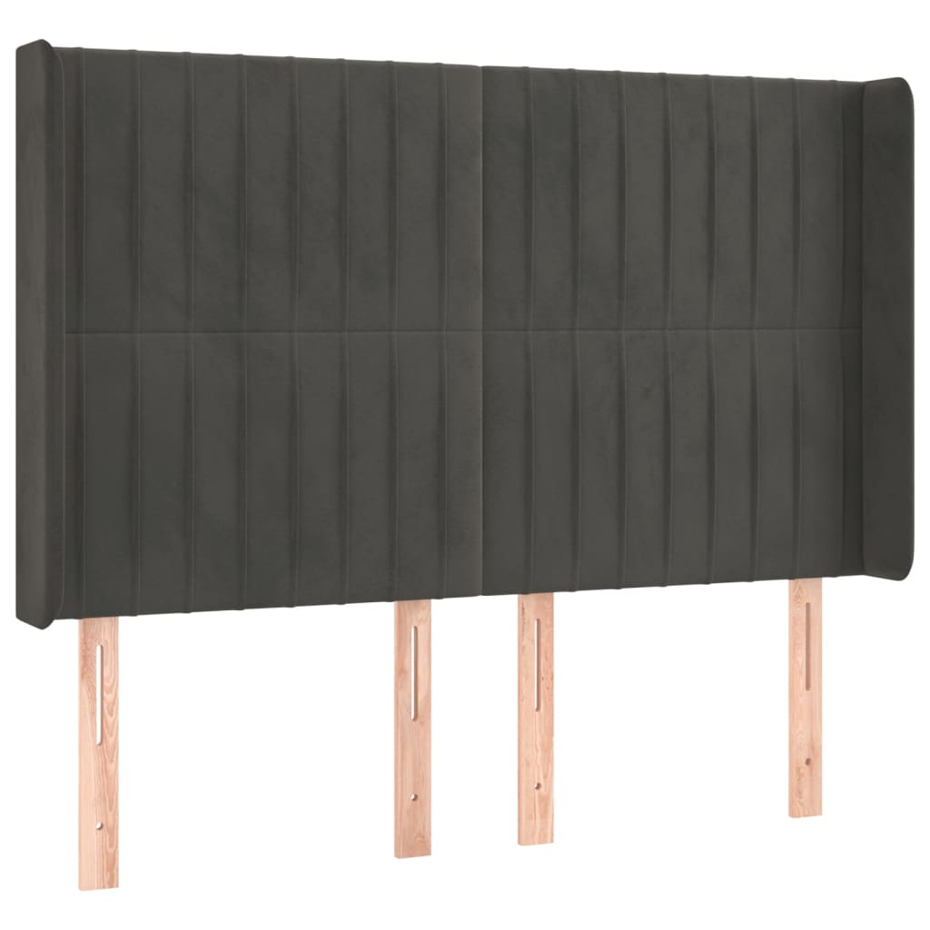 Krevet box spring s madracem LED tamnosivi 140x190 cm baršun