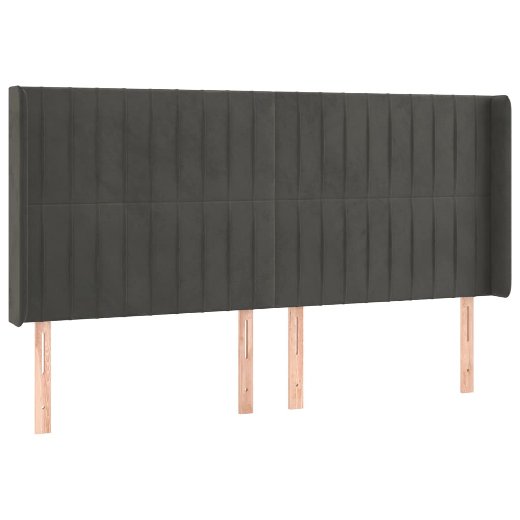 Krevet box spring s madracem LED tamnosivi 160x200 cm baršun