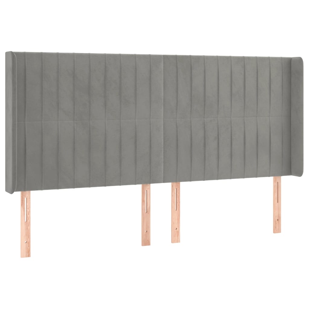 Krevet box spring s madracem LED svjetlosivi 180x200 cm baršun