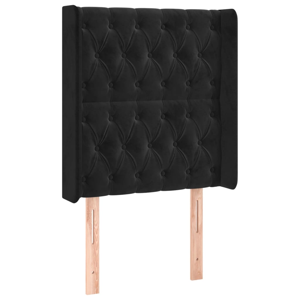 Krevet box spring s madracem LED crni 80 x 200 cm baršunasti
