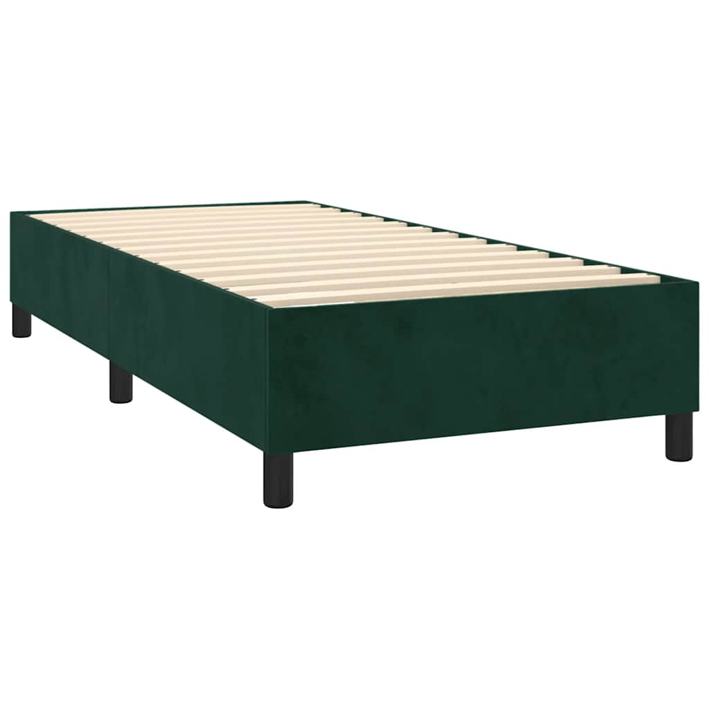 Krevet box spring s madracem LED tamnozeleni 80 x 200 cm baršun