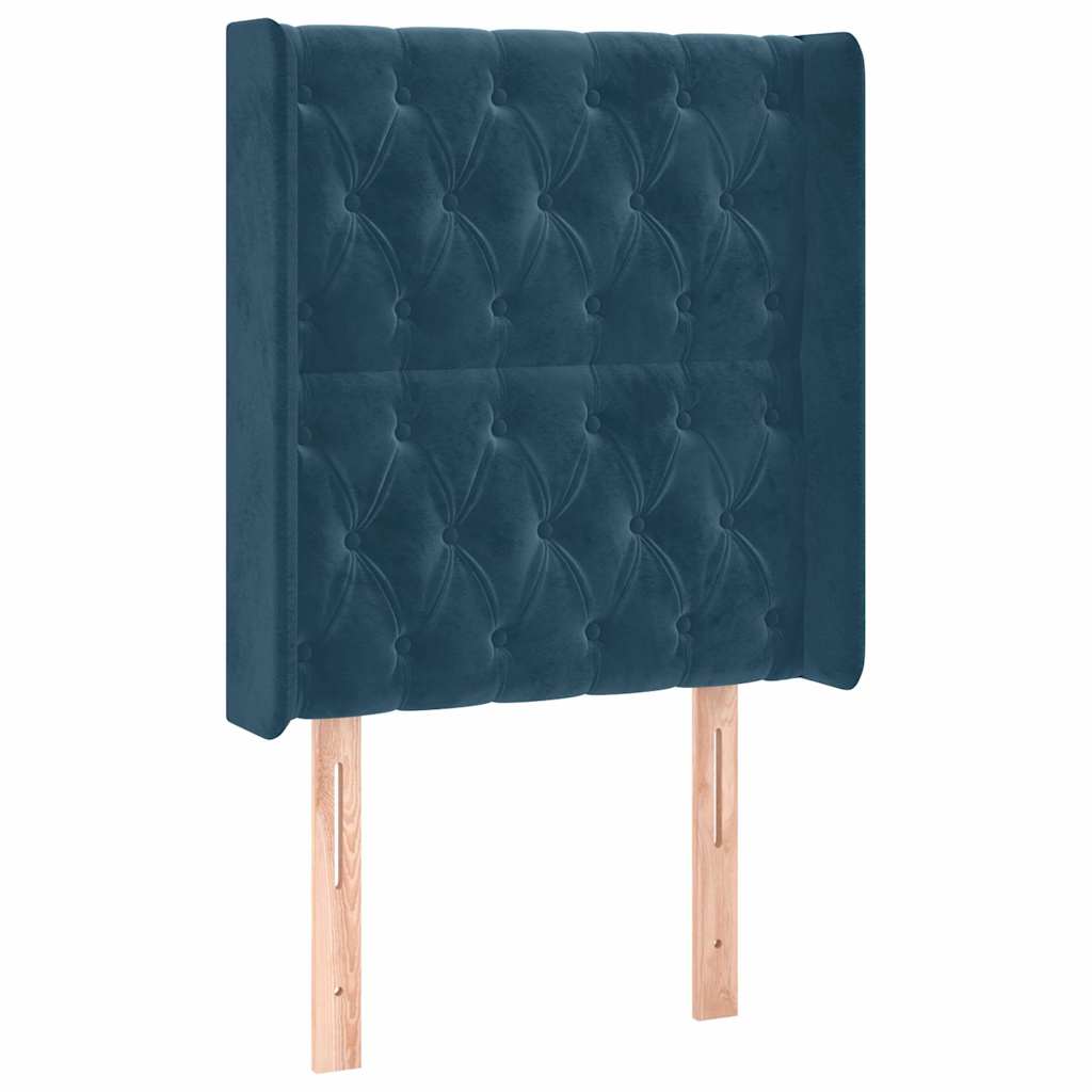 Krevet box spring s madracem LED tamnoplavi 80 x 200 cm baršun