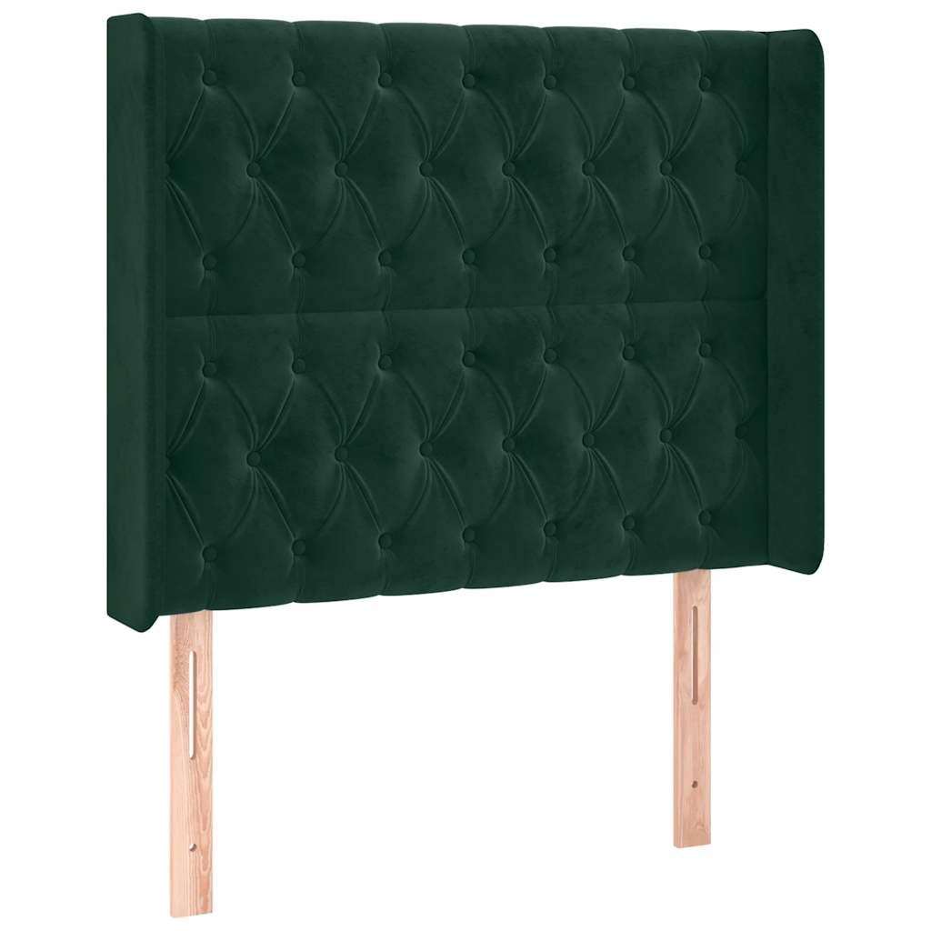 Krevet box spring s madracem LED tamnozeleni 90x190 cm baršun