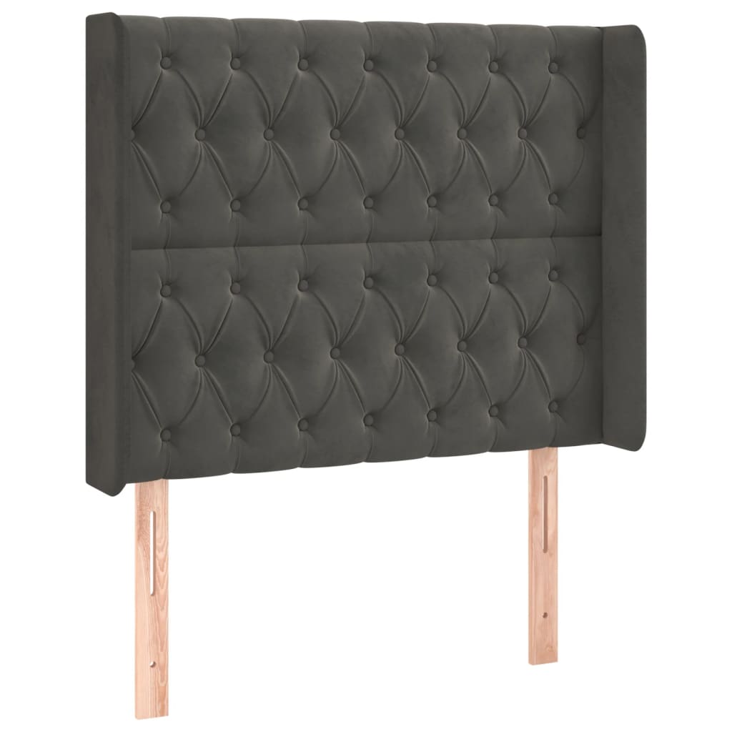 Krevet box spring s madracem LED tamnosivi 90x200 cm baršun