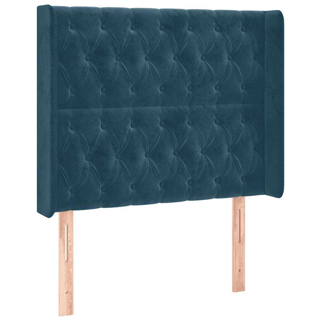 Krevet box spring s madracem LED tamnoplavi 90x200 cm baršun