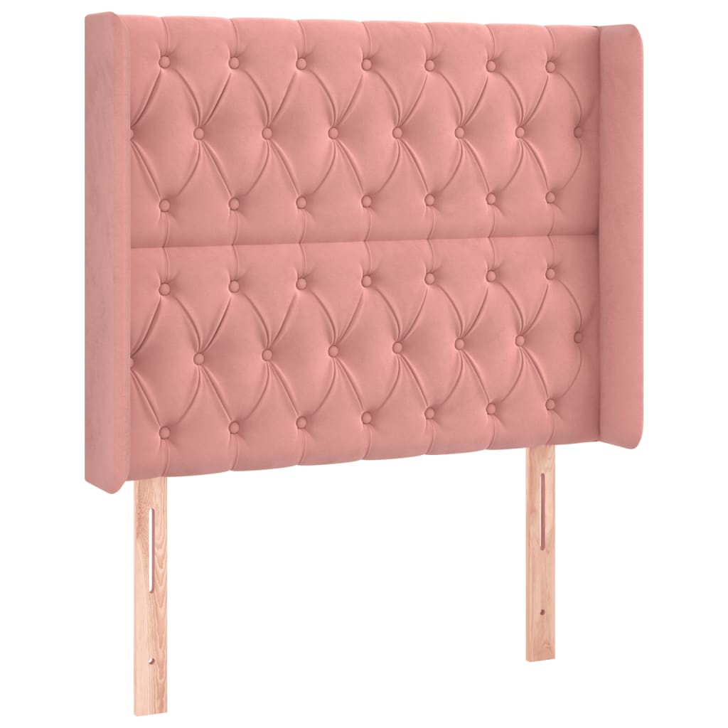 Krevet box spring s madracem LED ružičasti 90x200 cm baršunasti