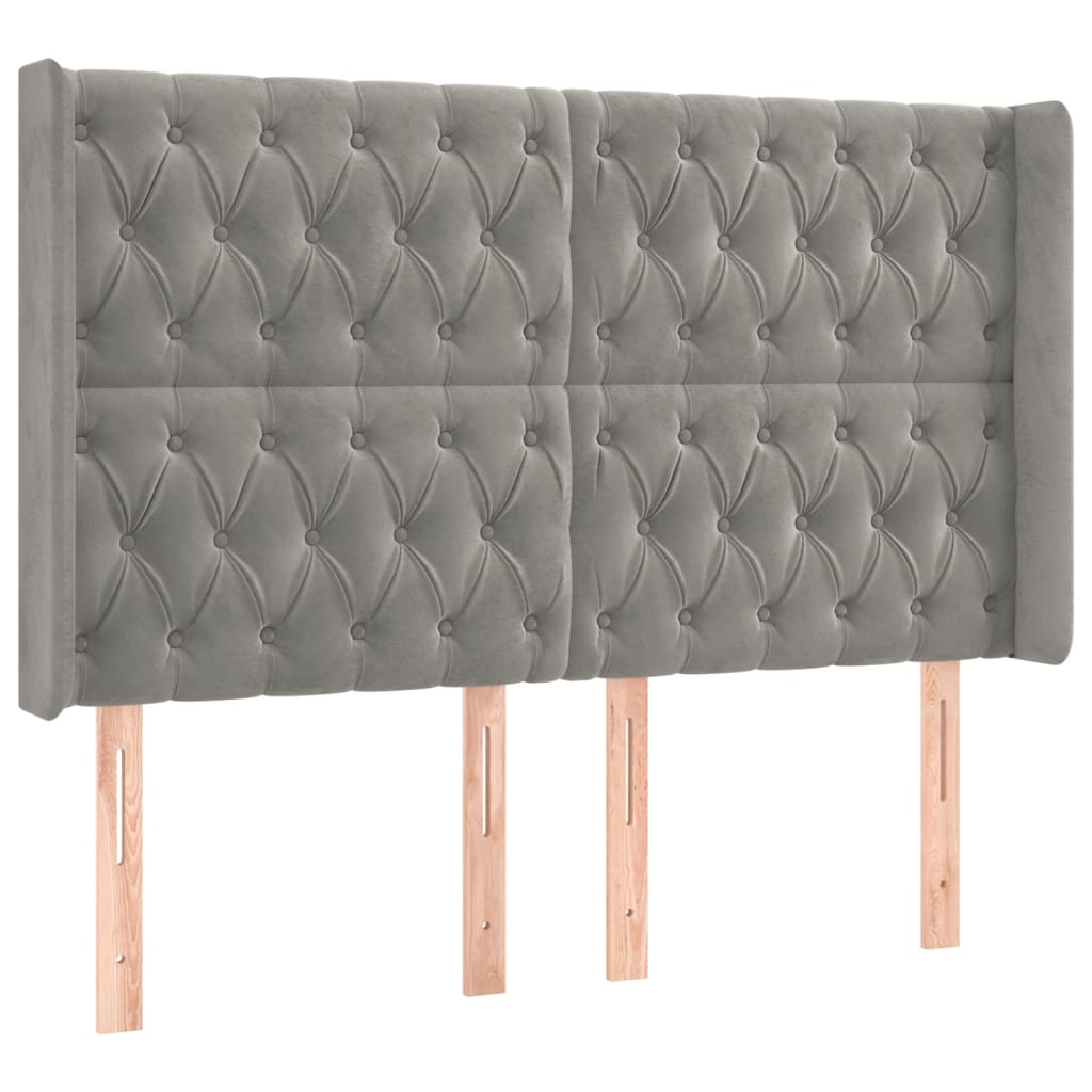 Krevet box spring s madracem LED svjetlosivi 140x190 cm baršun
