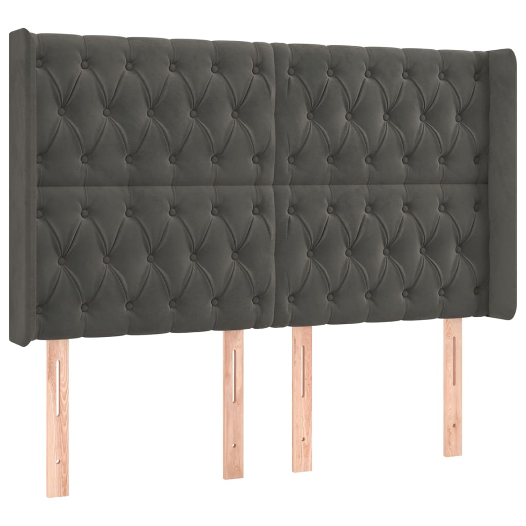 Krevet box spring s madracem LED tamnosivi 140x200 cm baršun