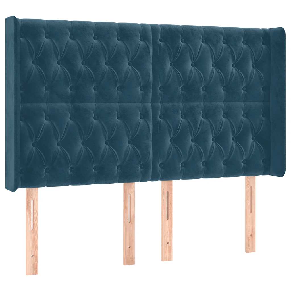 Krevet box spring s madracem LED tamnoplavi 160x200 cm baršun