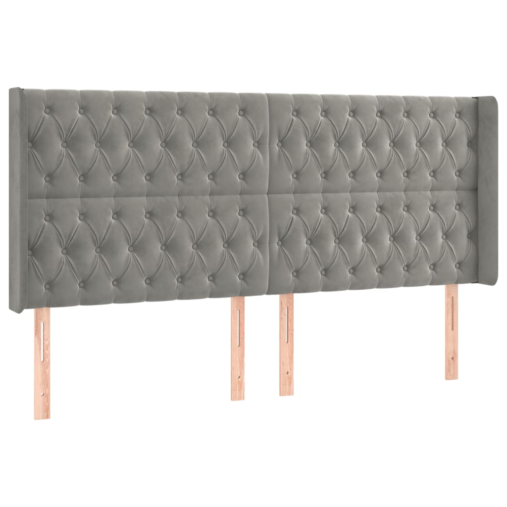 Krevet box spring s madracem LED svjetlosivi 180x200 cm baršun