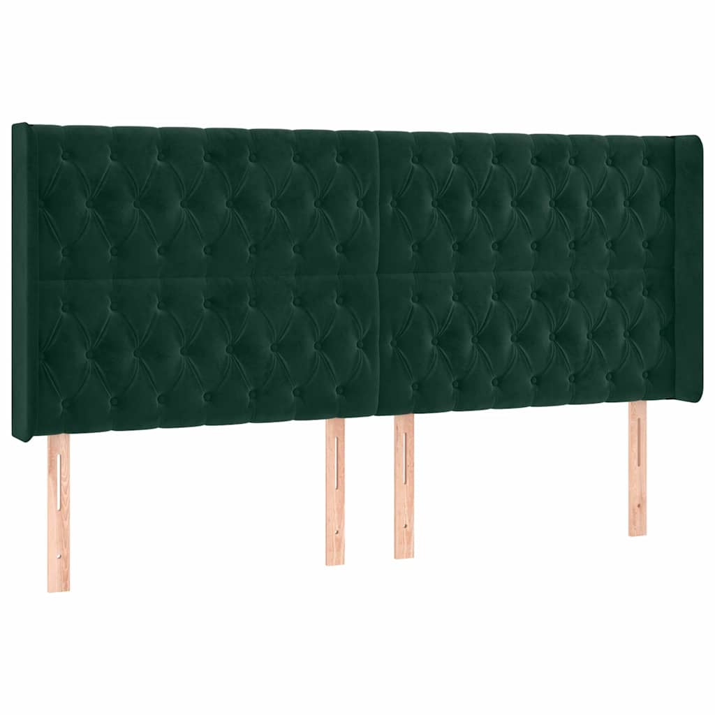 Krevet box spring s madracem LED tamnozeleni 200x200 cm baršun