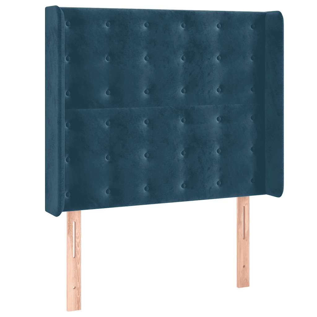 Krevet box spring s madracem LED tamnoplavi 80 x 200 cm baršun